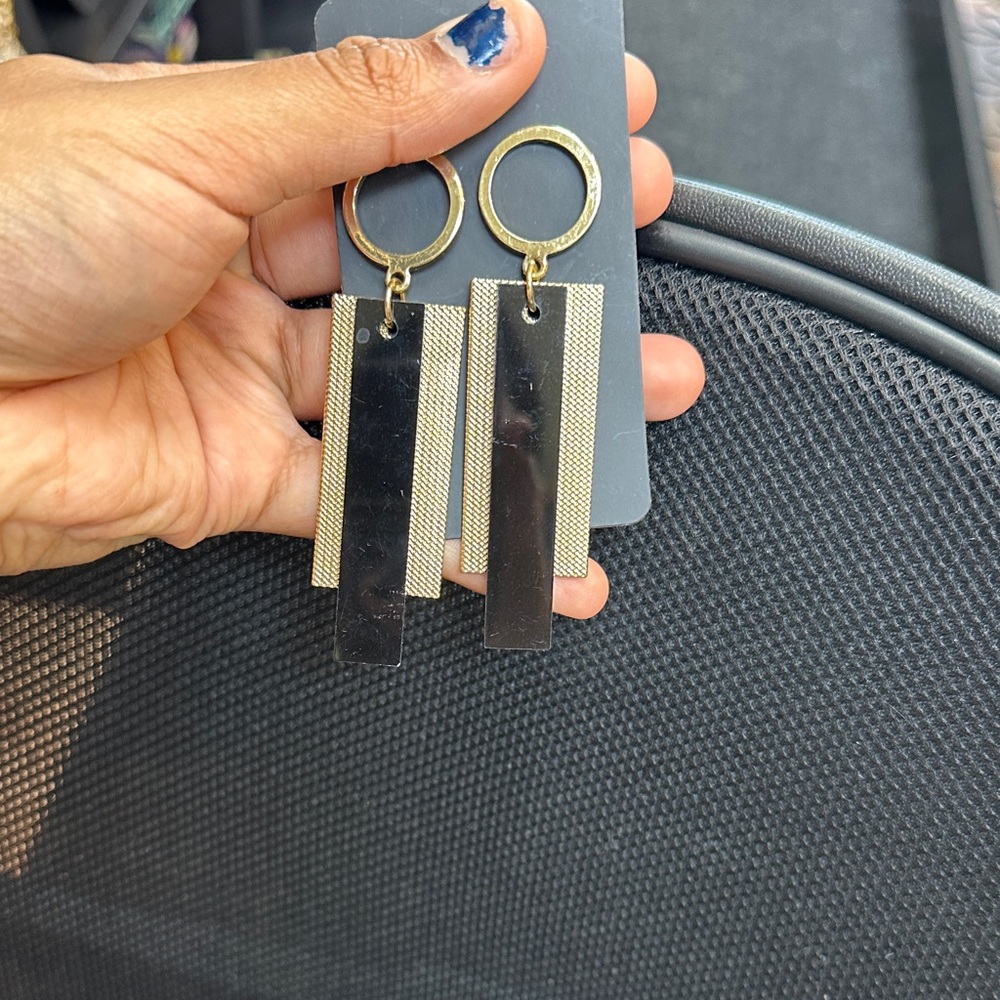 Gold and Black Dangle Earrings